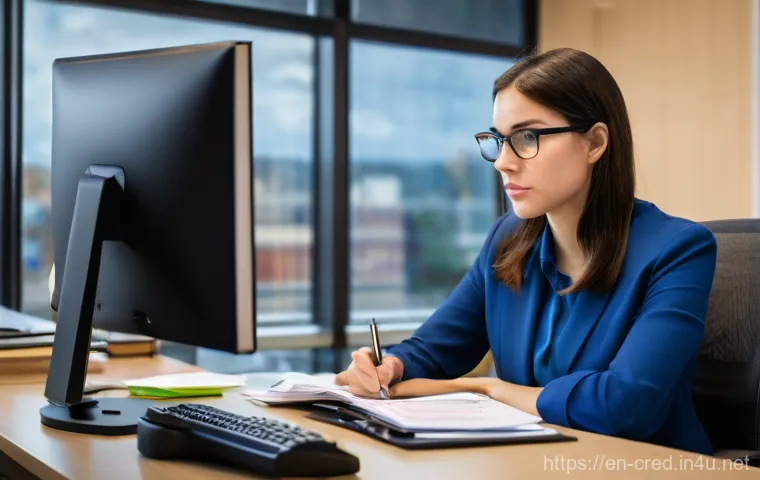 신용분석사 직무 만족도 분석 - **Prompt 1: The Focused Analyst in a Dynamic Office**
    A highly detailed, realistic photograph of...