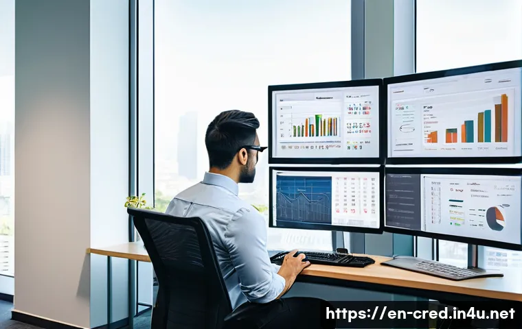 신용분석사와 신용 위험 평가 - A professional office scene showing a financial analyst reviewing detailed borrower financial statem...