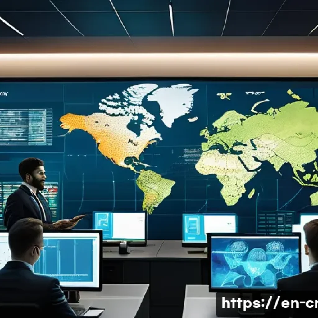 신용분석사와 고객 데이터 보안 - A modern financial office scene showing a diverse team of credit analysts working collaboratively on...